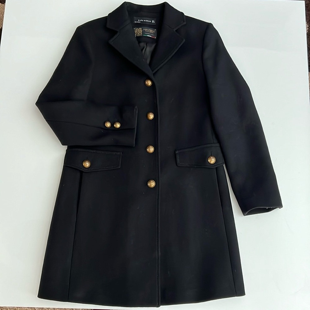 Coat Zara Manteco wool blend premium quality fabric, Lapel collar, vent,…